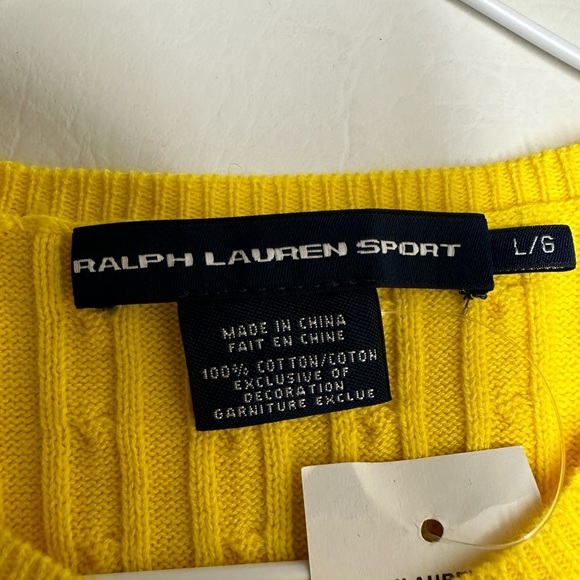 Ralph Lauren sport Yellow Cable Knit Cardigan Sweater size large NWT - Picture 5 of 8